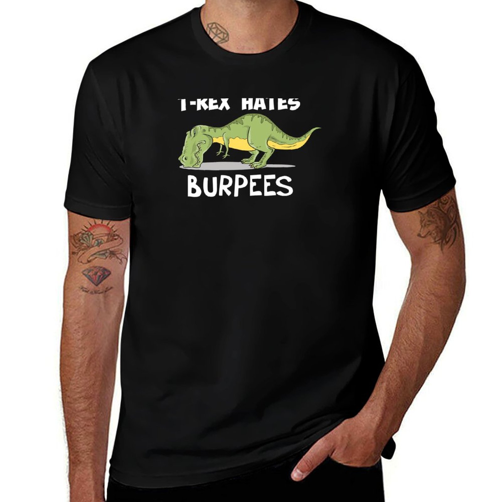 Crossfit Mayhem - تي شيرت T-Rex Hates Burpees للحماية